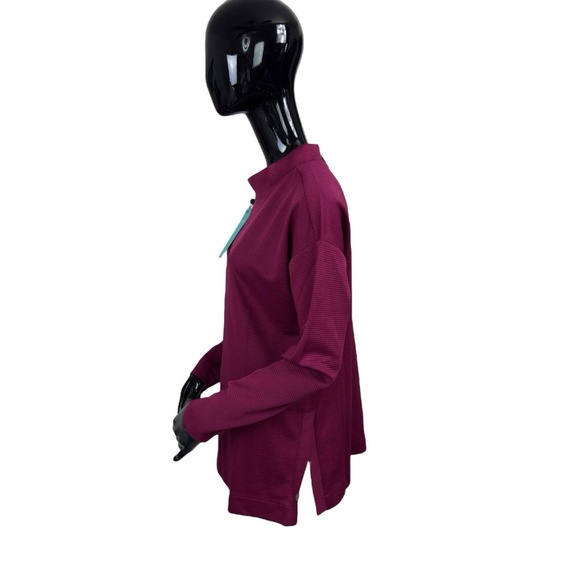 Leveler The Chase Women's Large Burgundy Mock Neck Long Sleeve Ribbed Top - Picture 7 of 15